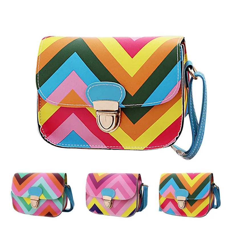 

HB@2018 INS Women's Favorite Rainbow Chain Of Small Art Multilayer Square Crossbody Shoulder Purse bag for Photography