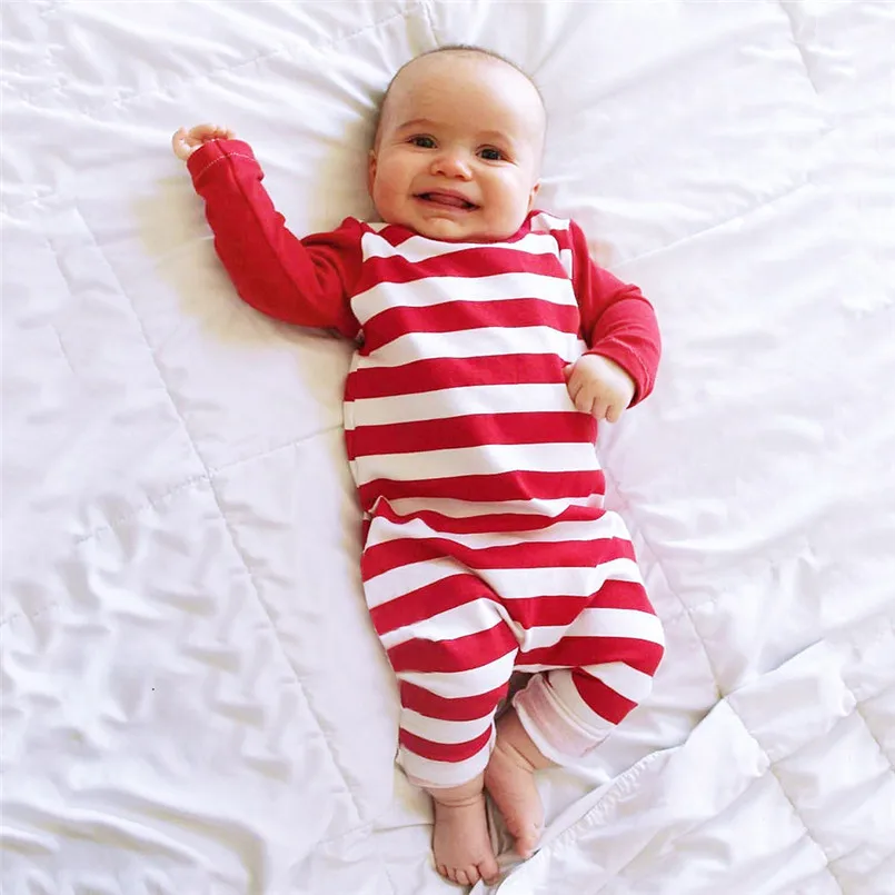 Baby Fashion Newborn Baby Boys Girls Long Sleeve Striped Romper Jumpsuit Clothes Outfits romper do beb menina #15O22 (1)