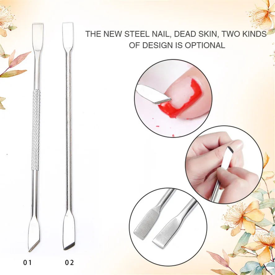 2 Ways Stainless Steel Cuticle Pusher HAICAR 1PC Nail Art Cuticle Push