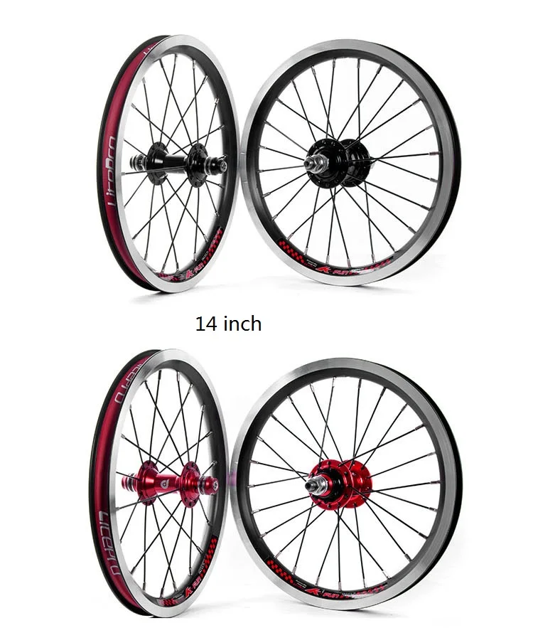 Flash Deal Litepro 14 inch Folding Bike Wheel set 9T 10T 20 Hole 4 Bearing Bicycle Hub Wheel Rims smt 412 410 Modified parts 1