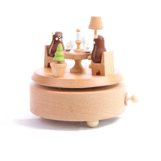 Wooden music box carousel music box wooden crafts retro birthday gift children's toys