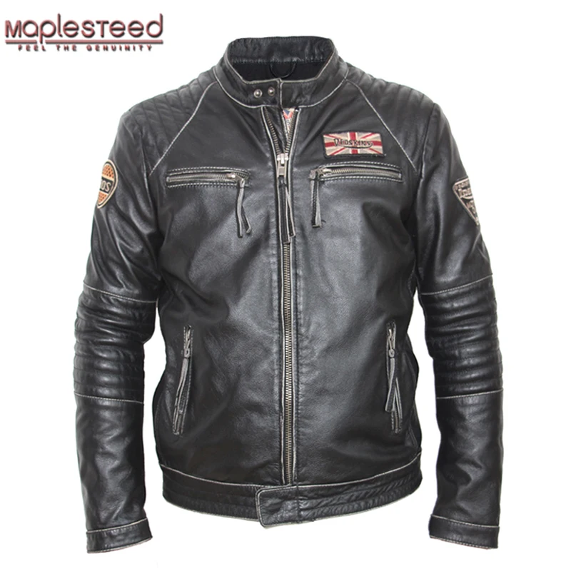 

MAPLESTEED Vintage Distressed Leather Jacket Men Cowhide Calf Skin Jacket Man Retro Motocycle Jacket Mens Leather Clothing M101
