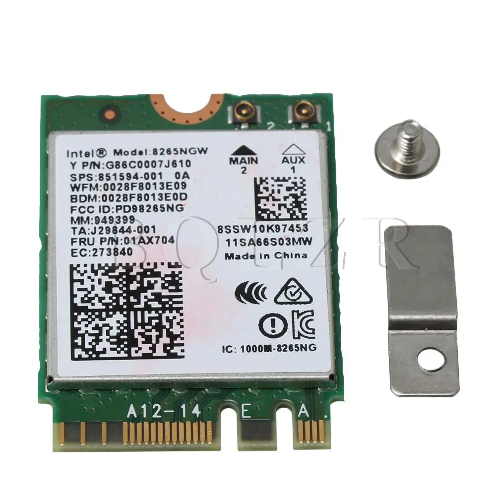 

BQLZR Wireless 8265AC Card for Intel 8265NGW NGFF M2 2000Mbps WiFi Bluetooth 4.2 Supports Windows 10 Win7 Win8 Linux