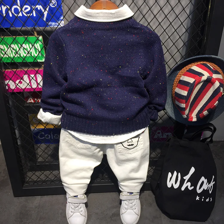 Детский трикотажный спортивный костюм свитер и пуловер для мальчиков кофта с