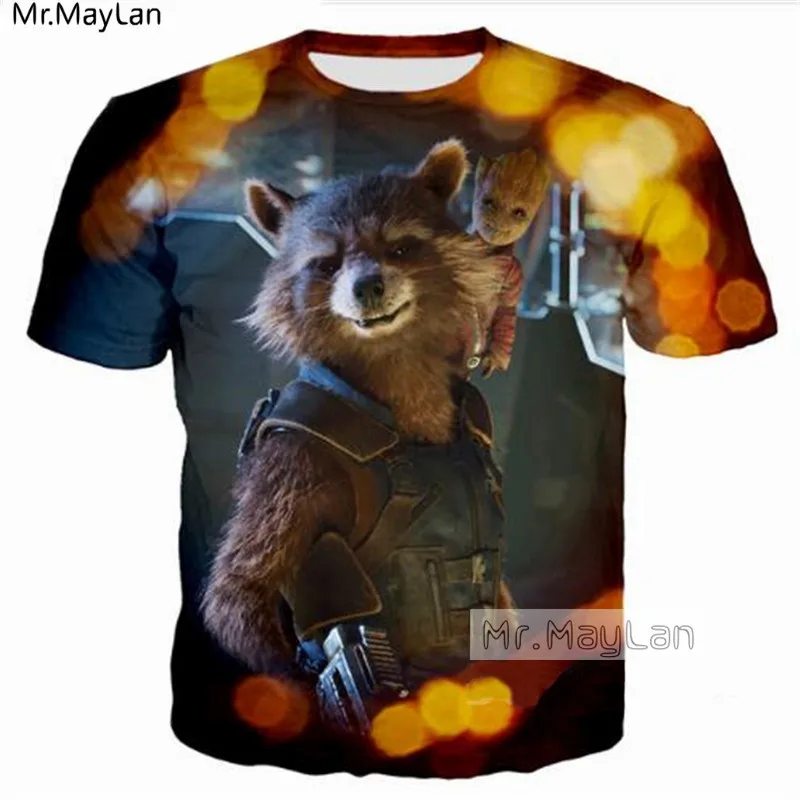 

New Tees Clothes Guardians of the Galaxy Character Cute Rocket Racoon pattern T-shirt 3D Print Fashion Men Women Tshirt Tops 5XL