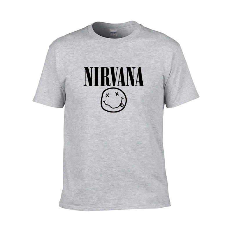 

2019 latest hottest hip hop rock Nirvana band T-shirt cotton men's shirt sweat-absorbent short sleeve comfortable color casual T