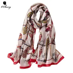 O Чжуан 2018 модные шелковые шарфы для женщин Элитный бренд Sjaals 180x90 см мягкая шаль Лето шарф платки femme хиджаб
