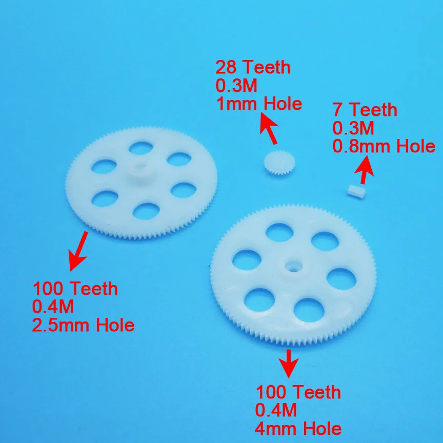 Смешанные 4 шт воздушное снаряжение набор 100 зубьев 0,4 м большое колесо/0,3 м 7 Т Шестерня 28 зубчатая передача s Летающая модель игрушки технологии запчасти