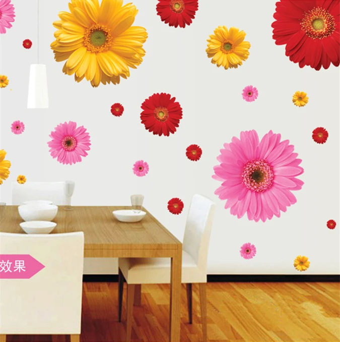 

Zs Sticker 3d flowers wall sticker daisy home decor diy adhesive art mural showcase vinyl gerber daisy decorative