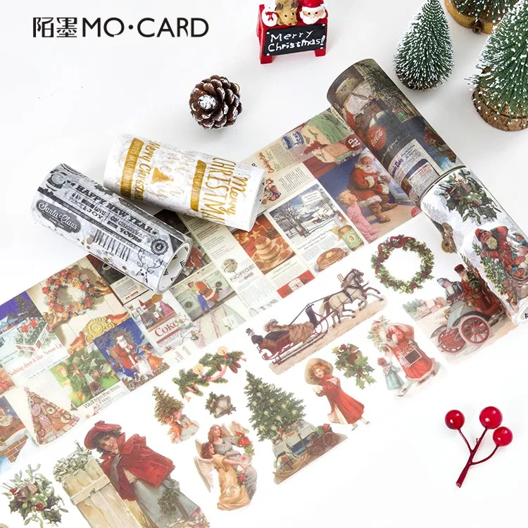 

90mm wide Vintage Christmas Postcard Drawing Decorative Washi Tape DIY Planner Diary Scrapbooking Masking Tape Escolar
