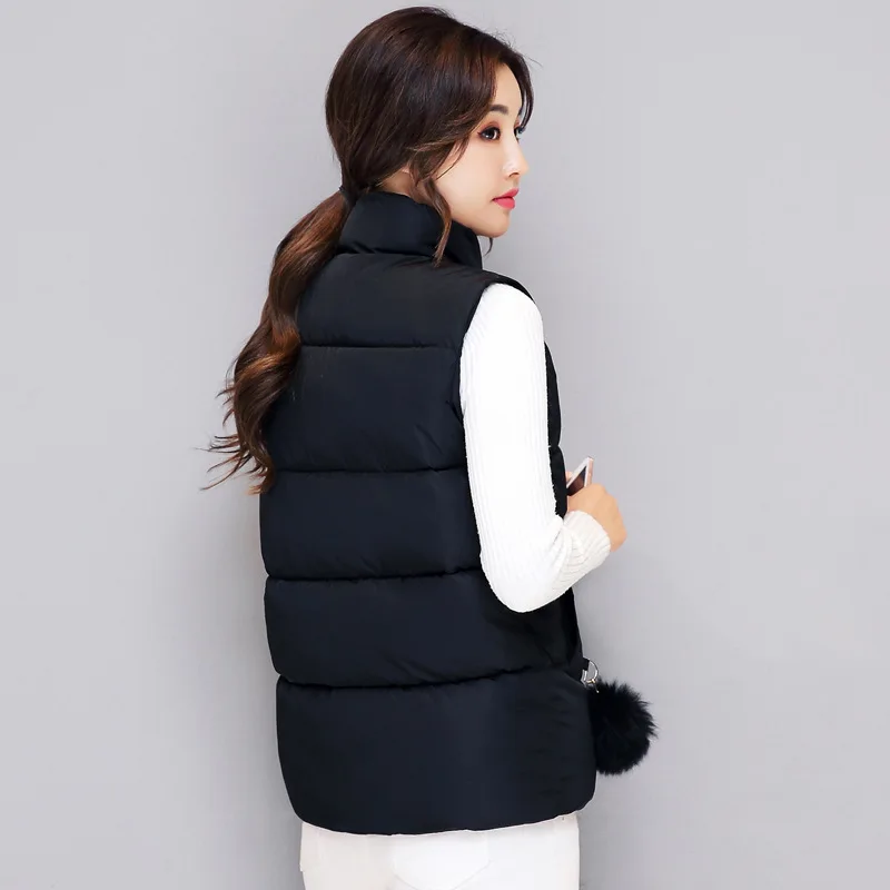 Autumn New Korean Edition Feather Down Cotton vest Women's Thickened Standing Collar Cotton Vest Coat