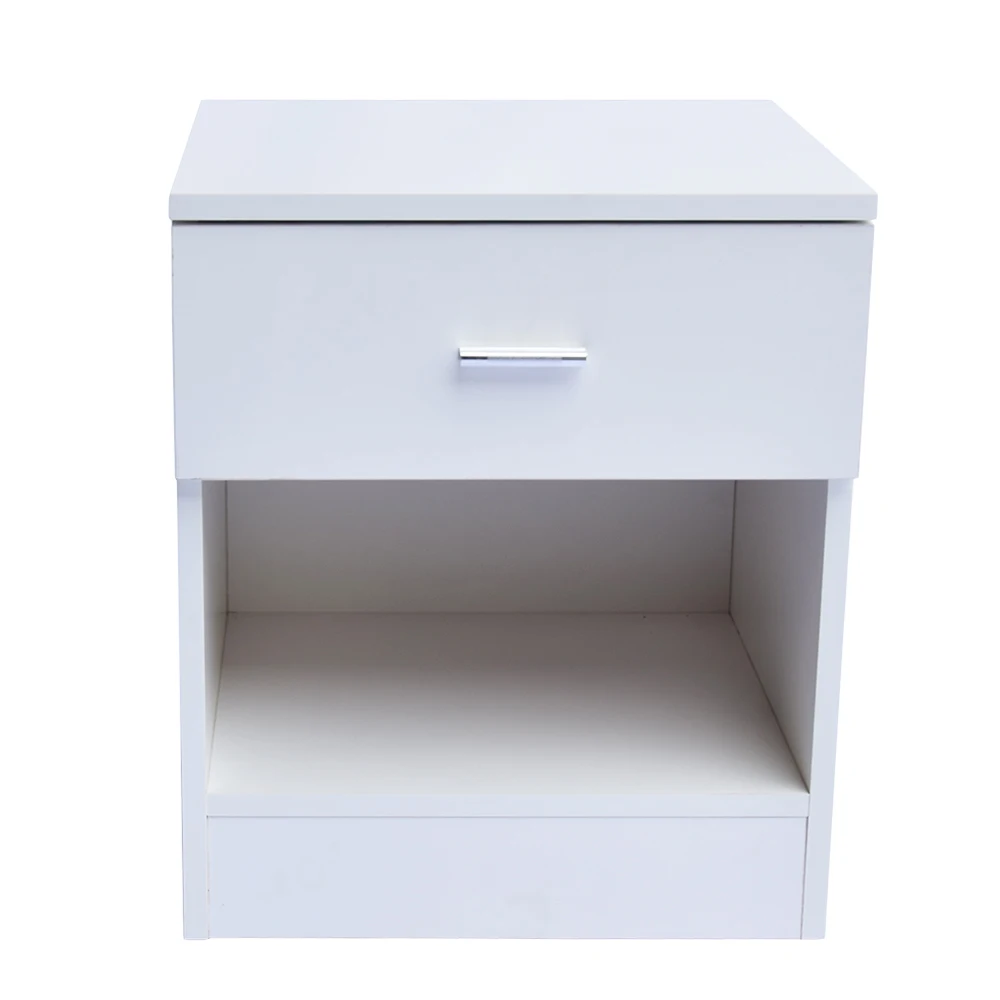

White Simple Nightstands with 1 Drawer Metal Handle Bedside Cabinet Night Storage bedroom furniture minimalist modern - US Stock