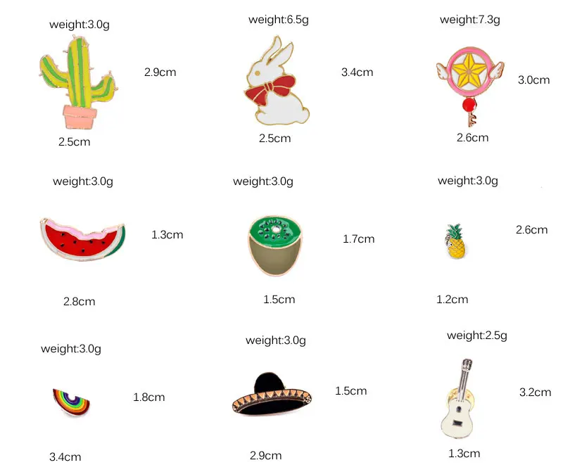5-8 шт./компл. эмали штырь кактуса растений очки кошки Рейнбоу Рокет стрелка музыкальная нота принтом в виде бананов, брошь значок булавки на лацканы броши