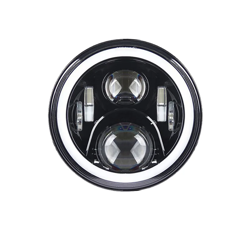 1Pair 7Inch LED Headlight White Halo Ring Angel Eyes+Amber Turning Signal Led headlamp For Jeep Wrangler JK TJ CJ 2007-2016 (8) 1 1