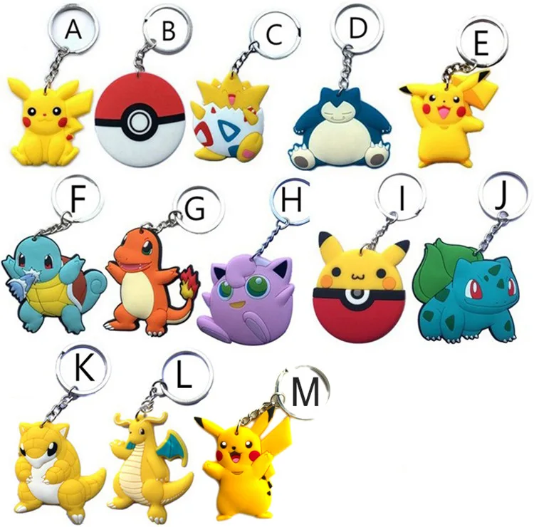 

50pcs/lot pvc pokemon go keychain llaveros para mujer key chain ring blister card gift for kids bag charm wholesale gift for