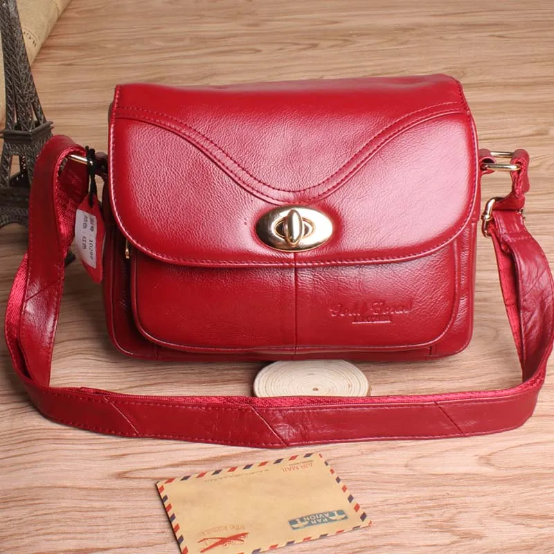 

GOLD CORAL Cowhide High Capacity Casual Messenger Bag Shoulder Bag For Female Genuine Leather Women Fashion Flip Handbag L-167