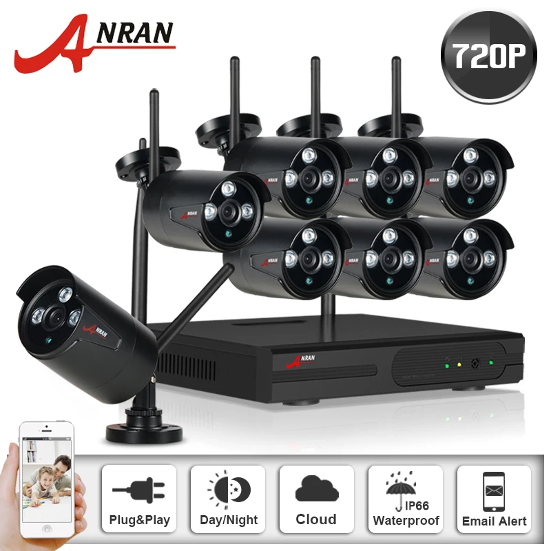 

Popular! 8CH HDMI Wireless Video Surveillance Kit+8pcs&720P HD Outdoor Weatherproof 3Array IR Security Mini Camera System+2TBHDD