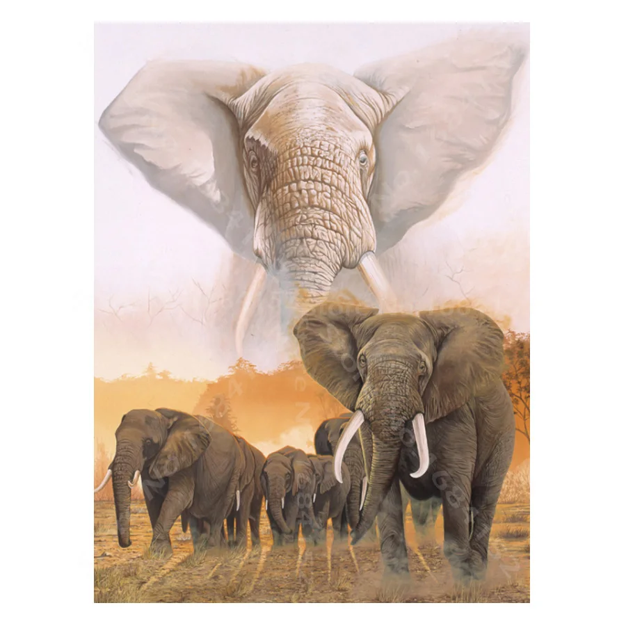 

5D DIY Diamond Painting "Elephant family" 3D Full Square Drill Embroidery beads Cross Stitch Mosaic Pattern wall Decor gift B262