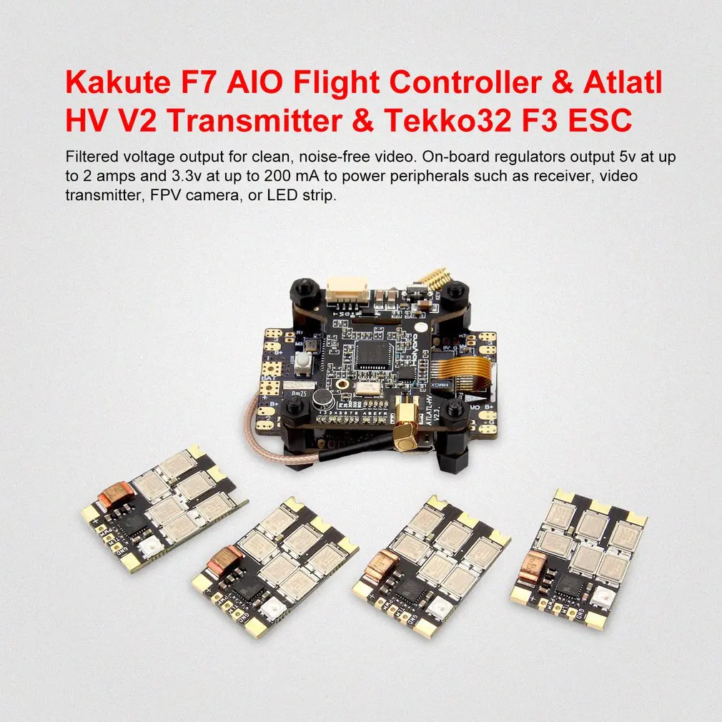 Holybro Kakute F7 AIO OSD BEC Контроллер полета и Atlatl HV V2 FPV передатчик и 4 шт. 65A BL_32 Tekko32 F3 ESC для радиоуправляемого дрона