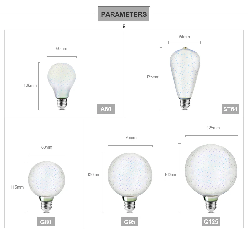 Новинка 3D светодиодный фейерверк светильник лампочка E27 110 V-240 V 3D лампа Винтаж украшения Эдисон 3D лампы праздничный светильник s A60 ST64 G80 G95 G125