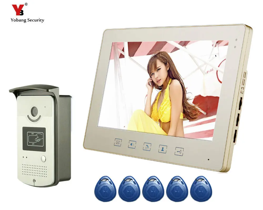 

Yobang Security 10 Inch Video Door Phone Doorbell Intercom System RFID Keyfob IR Camera 1-monitor