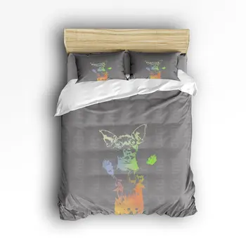 

Duvet Cover Set, Dog Theme Puppy Sketch Illustration Print Bedding Set, 4 Pieces Bedding Sets