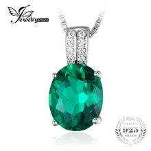 Jewelrypalace oval nano ruso creado esmeralda colgante plata de ley 925 colgante de la joyería para las mujeres no incluye la cadena