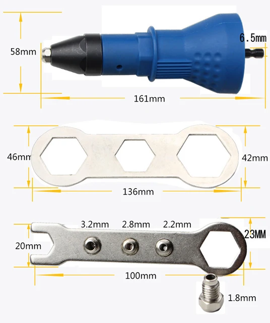 Electric Rivet Nut Gun Riveting Tool Cordless Riveting Drill Adapter Insert Nut Tool Riveting Drill Adapter