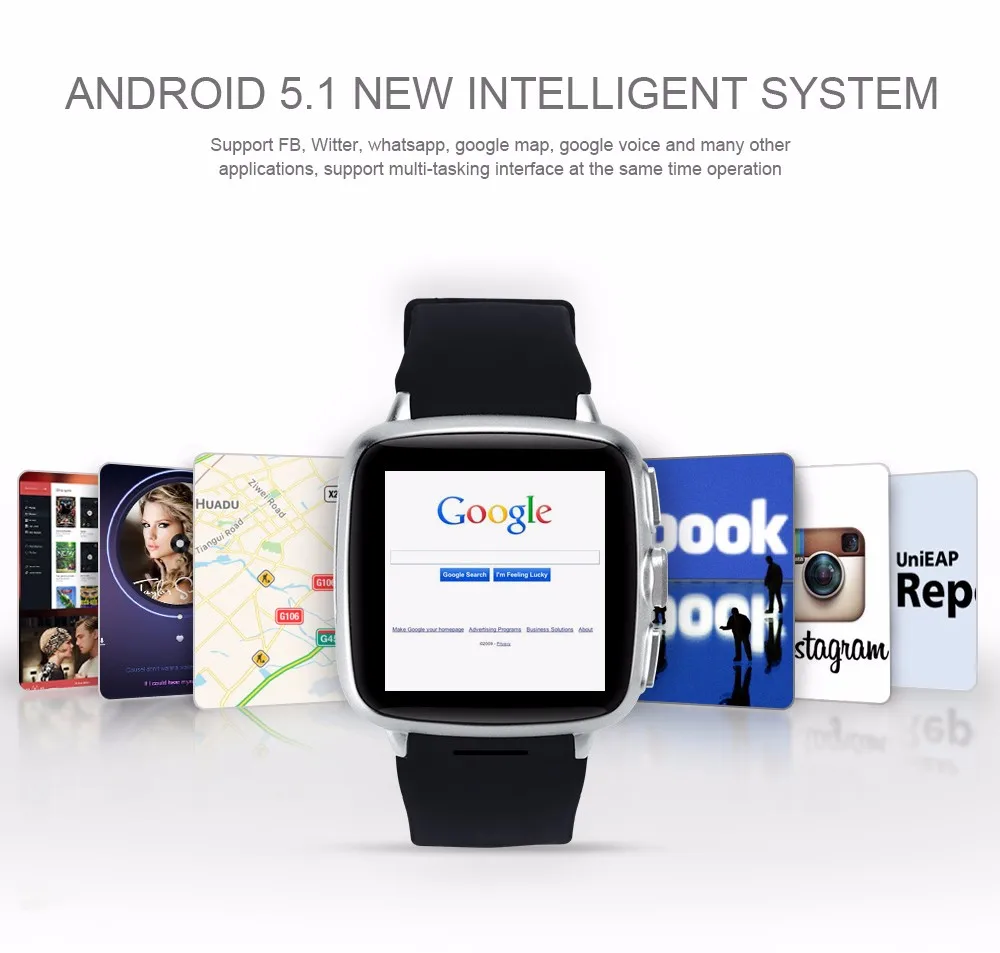 Android 5.1 Bluetooth Smart Watch Android Wear телефон наивысшего качества SmartWatch с водонепроницаемой 3 г GPS сим-карта