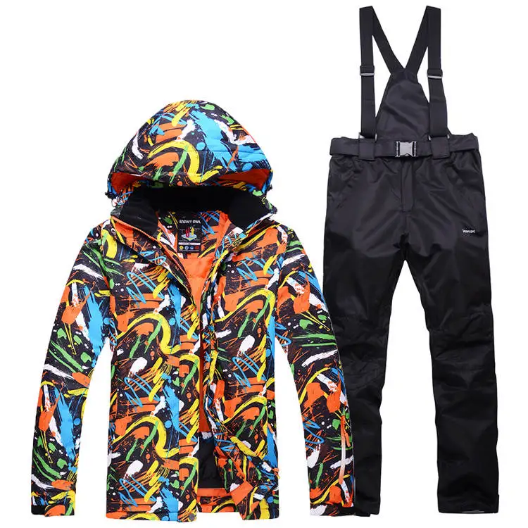 Мужская и женская зимняя одежда, костюм для сноубординга, водонепроницаемая ветрозащитная зимняя одежда, лыжная куртка и зимние штаны с ремнем - Цвет: men jacket pant