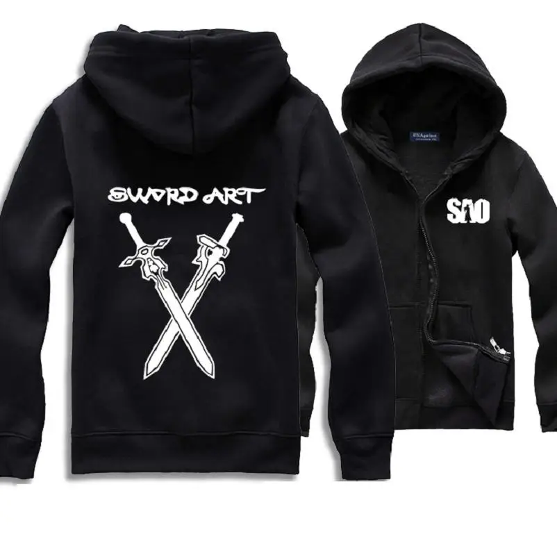 Высокое качество, унисекс, SAO Sword Art Online, худи с капюшоном, SAO Kirigaya Kazuto Kirito, кардиган, куртка, пальто, толстовки - Цвет: D