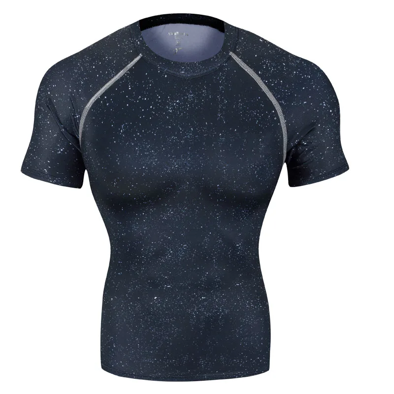 Mens Fitness 3D Short Sleeves T Shirt Men Bodybuilding Black Compression Shirts MMA Crossfit Workout Top Gear