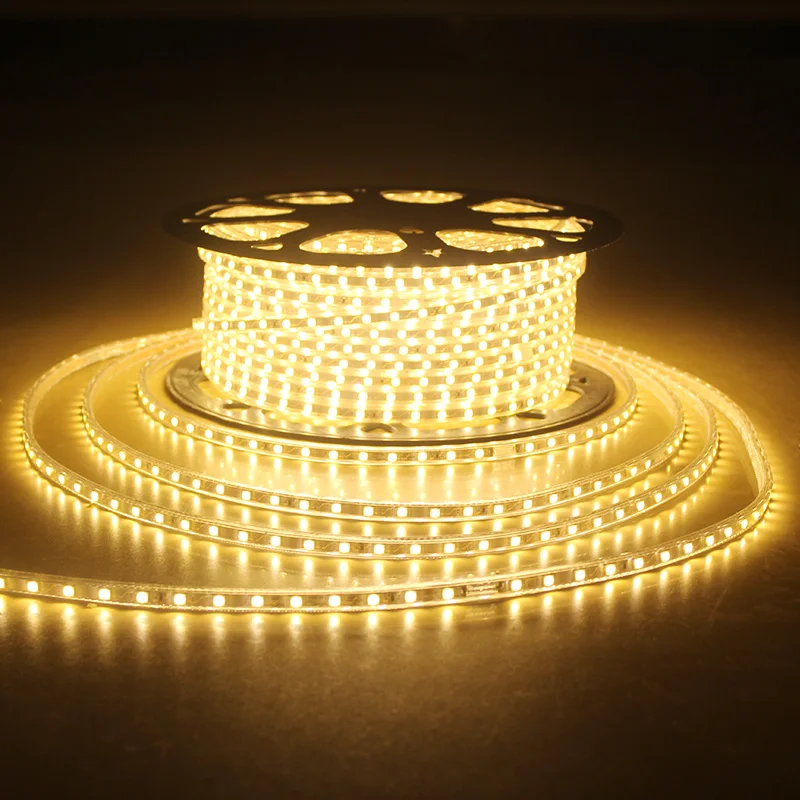 220V LED Strip Light Waterproof RGB Strip Led Ribbon 5050 Led Tape 220 Flexible Led Strip 220v 60Leds/M Lighting with EU Plug