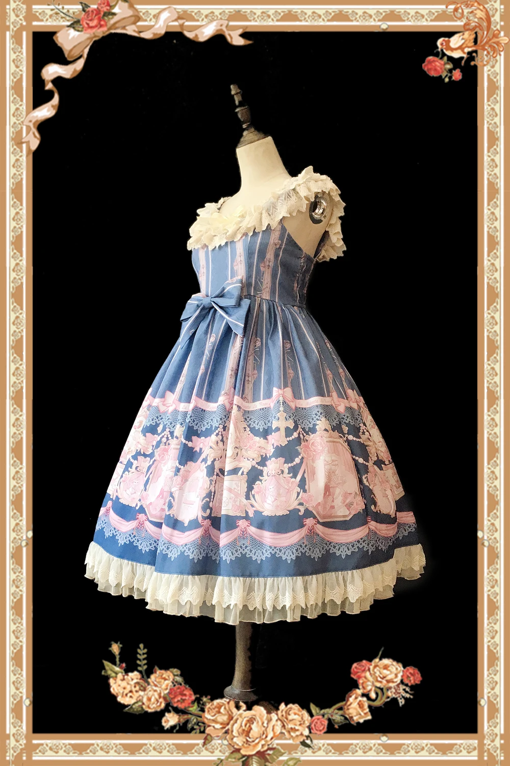 Розовая королева~ сладкий печатных Лолита JSK платье без рукавов миди платье Инфанта