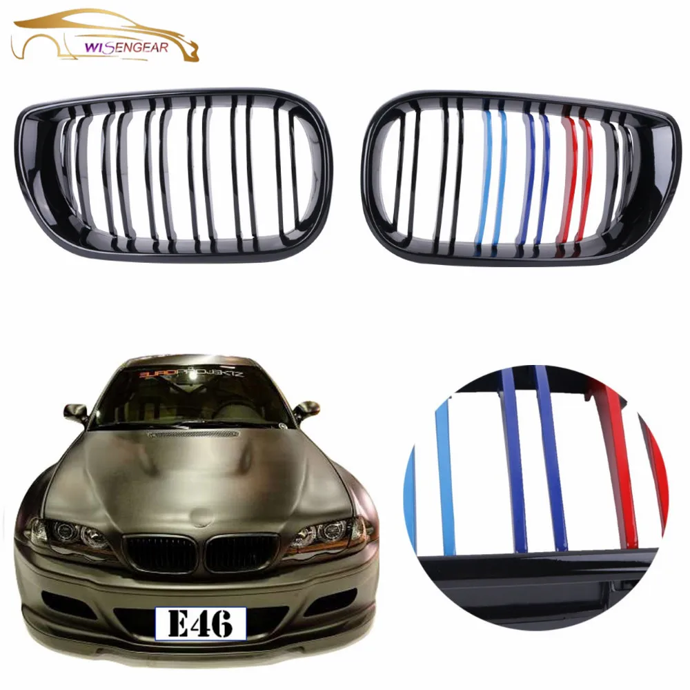 WISENGEAR 1 Pair FOR BMW E46 4 DOOR 3 Series Front Kidney Bumper Grills