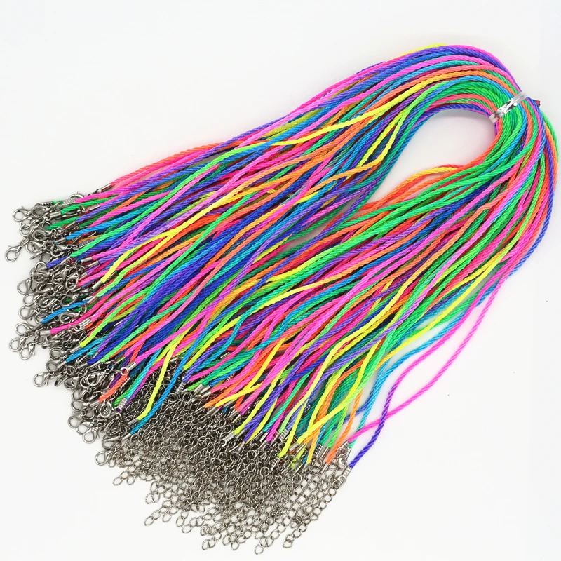 2.0mm Colorful 50pcs Nylon Cord Necklace With Lobster Clasp,18inch