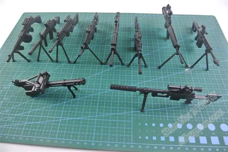 Модель пластикового пистолета, 1:8, сборная пулемётная пушка MG42 Barrett Gatlin, винтовка-автомат, Классическая сборка, строительные игрушки, 10 пушек