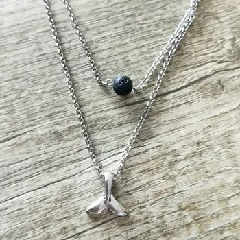 

10pcs Double Layers Mermaid tai Lava Stone Beads Diffuser Necklace Essential Oil Perfume Diffuser Necklace Collar Jewelry New