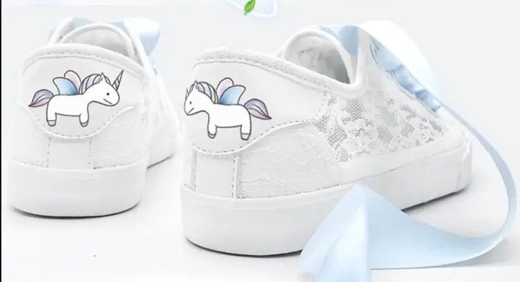 Маленькие белые туфли с лентами для женщин, модель года, женские туфли с кроличьим мехом в стиле Лолиты, милые японские студенческие Мягкие Туфли-кеды для девочек, tbx110 - Цвет: LACE UNICORN4