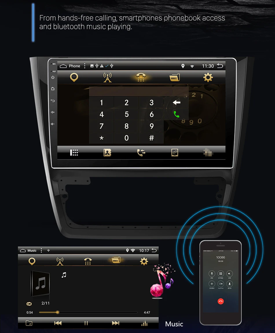 Perfect Eunavi Android 8.1 Octa-core 10.1 inch Car Radio HeadUnit GPS Navi Player for Skoda Yeti 2014 2G+32G with WIFI RDS car stereo 10