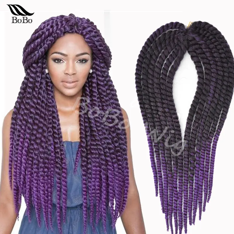 55 cm havane mambo twist crochet tresse extensions de cheveux afro crépus synthétique tressage de cheveux