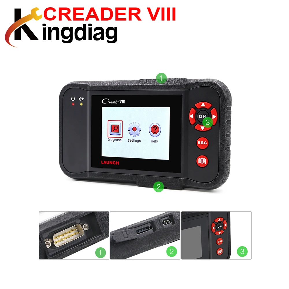 

2019 LAUNCH Creader VIII X431 Creader 8 Scanner Support Engine/Transmission/ABS/Airbag obd2 code reader Free Update online