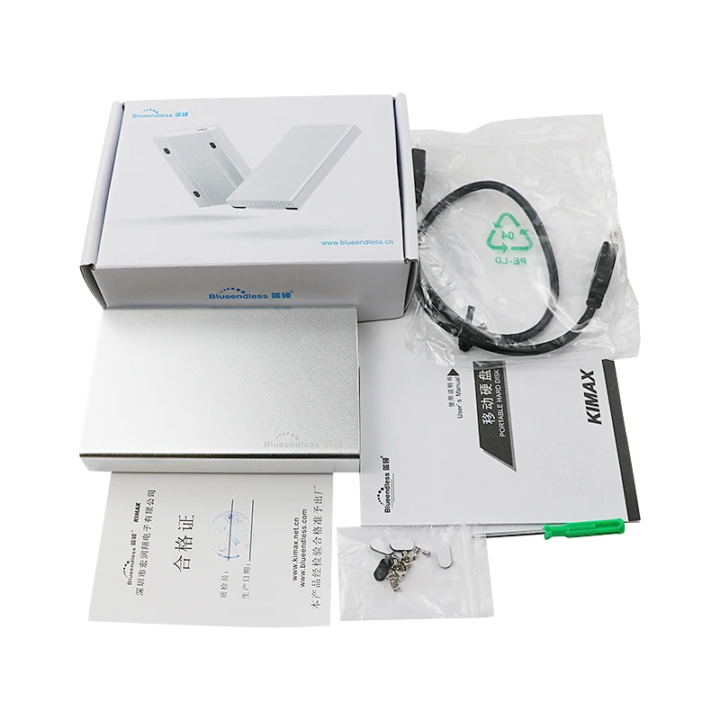 All metal 2.5'' Hard Disk Caddy for thickness 15mm SSD HDD External Cases USB 3.0 sata Hard Drive enclosure cover Blueendless