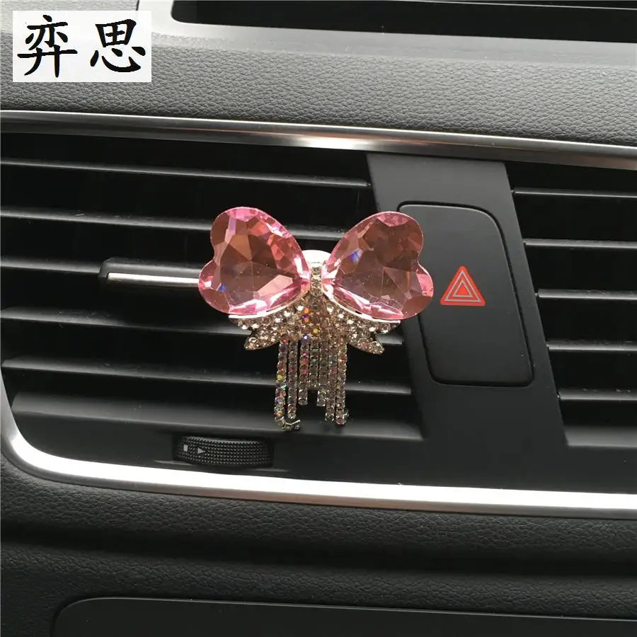 

Shiny metallic bowknot Perfume clamp for automobile air conditioner Exquisite lady car air freshener Lovely bow car perfume