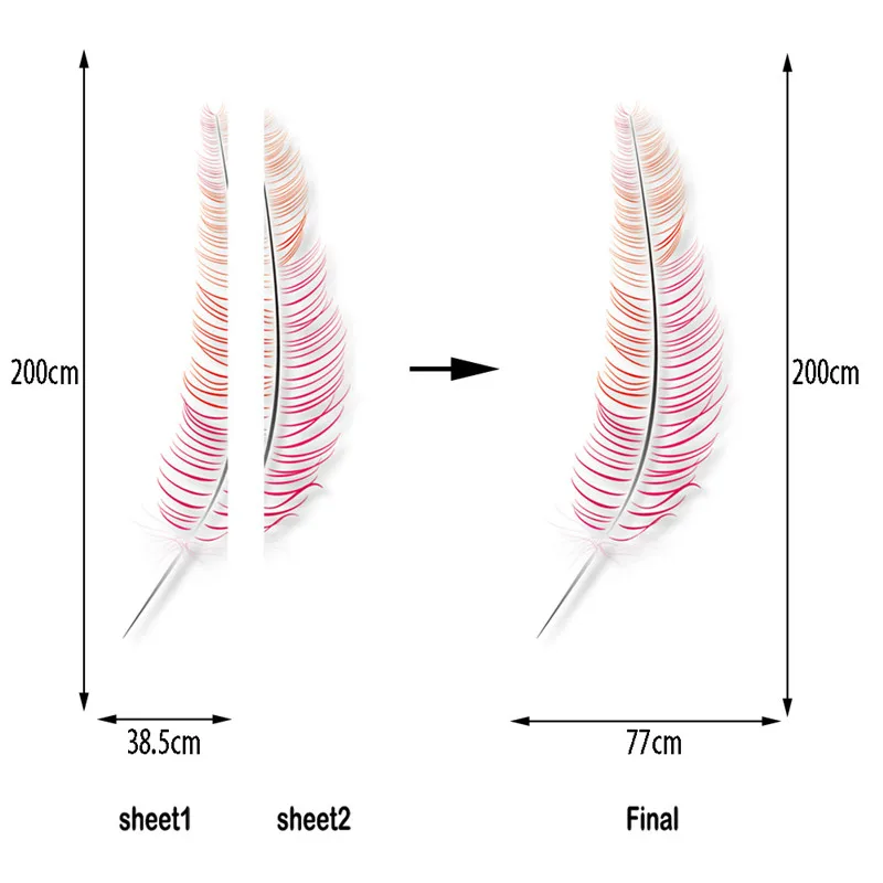 Nordic простота перо дверной наклейки элегантные двери Украшение Фреска DIY ремонта дома двери наклейки ПВХ Водонепроницаемый дверь фрески