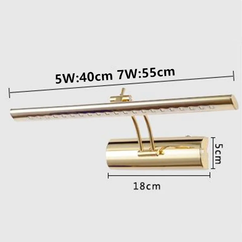 400 мм 5 Вт/550 мм 7 Вт Светодиодный светильник для ванной комнаты, для спальни, туалетное зеркало, лампа для исследования, изображение, Точечный светильник, нержавеющая сталь