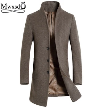 

Mwxsd winter casual Men's wool Jackets and coats men slim fit business brown wool overcoat jacket male woolen outwear clothing