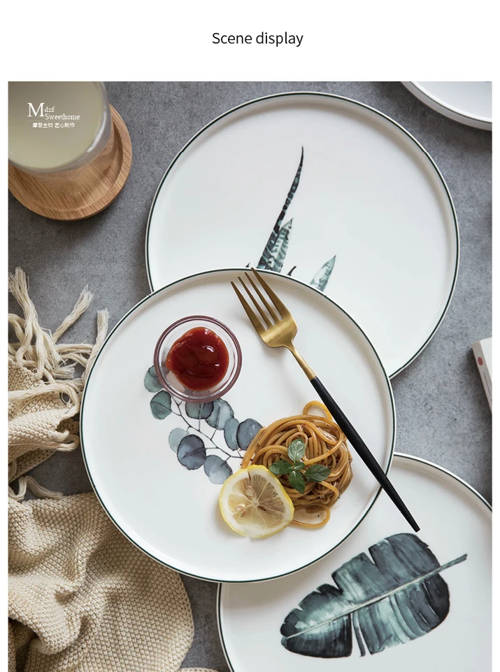 Moderne Anlage Keramik Geschirr Haushalt Gerichte Hohe Qualitat Gerichte Mode Tablett Restaurant Kreative Obst Hause Salat Platte 1251 Aliexpress