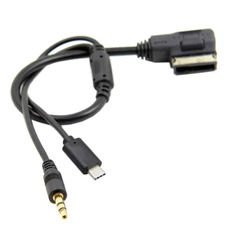 

Media In AMI MDI to Stereo 3.5mm Audio & USB-C Aux Adapter Cable For Car VW AUDI 2014 A4 A6 Q5 Q7