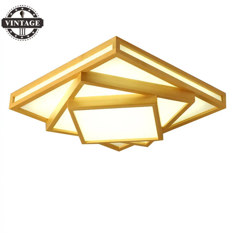 

Vintagelll LED Nordic simple and warm living room bedroom study room dining room solid wood ceiling lamp